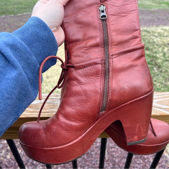 Kork-Ease Red Leather Platform Boots - Picture 6 of 9